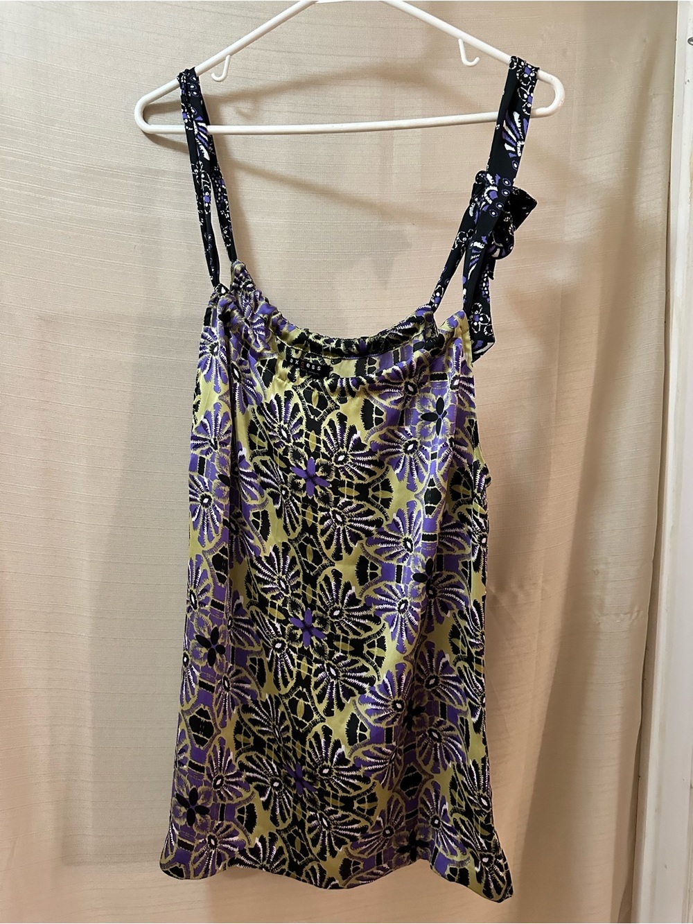 Axcess Liz Claiborne BOGO Floral Tie Strap Tank Top Purple Black Size Small ⚫️